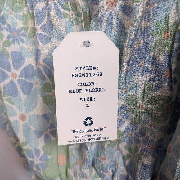 Hippie Rose Crop Cami Printed Smocked Ivory Floral NWT Juniors Large HS2W11268 - Picture 5 of 7